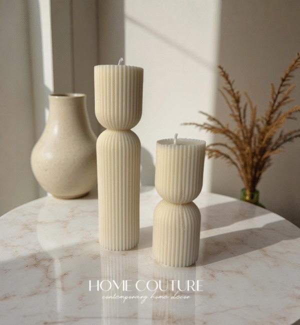 RIBBED HOURGLASS PILLAR
CANDLE SET